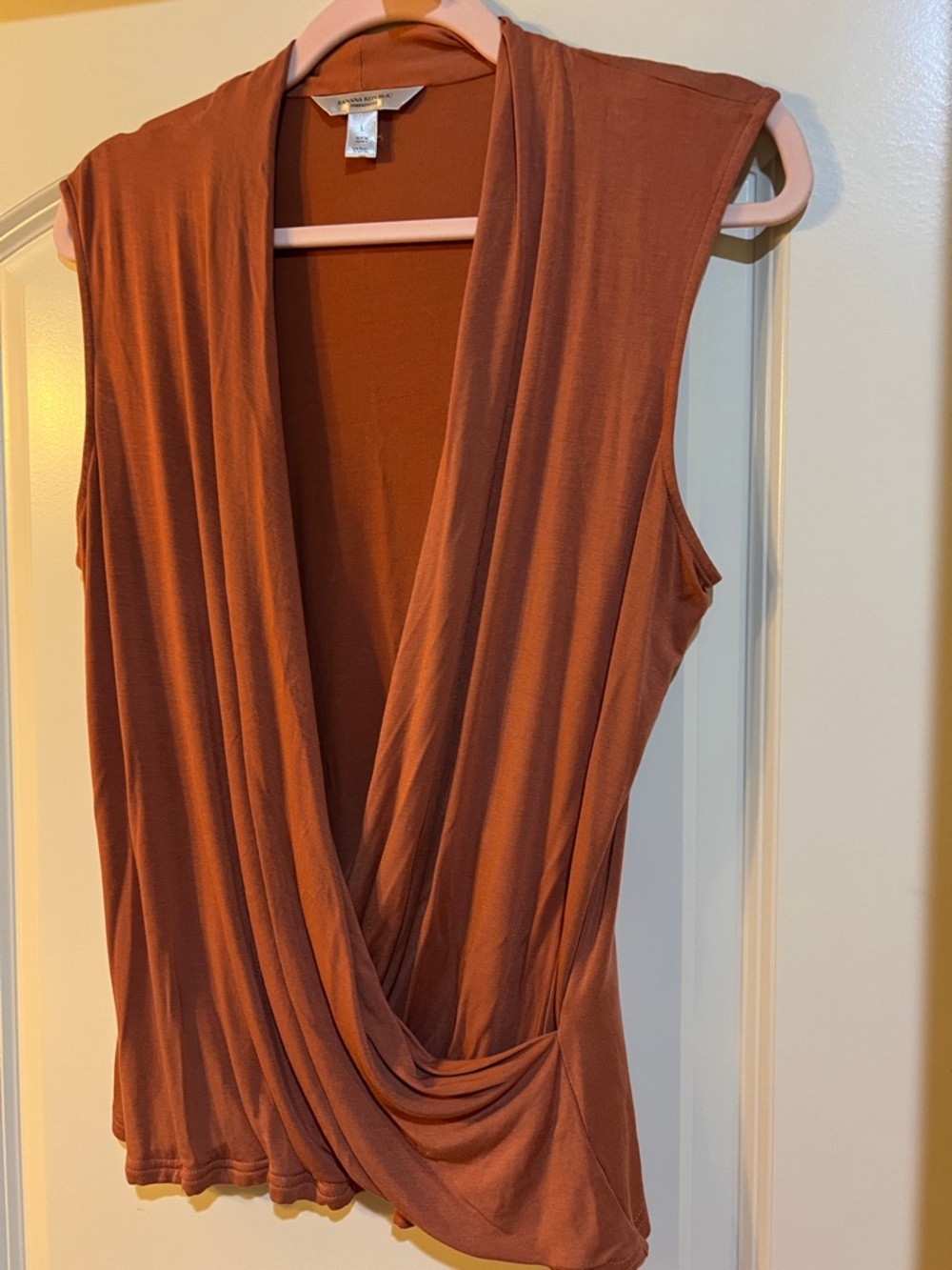 Banana Republic Rust Orange Sleeveless Draped Wrap Top C16